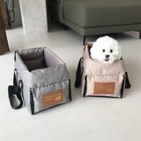 Portable Console Booster Dog Car Seat & Carrier | Center Armrest Car Seat for Small Dogs & Cats