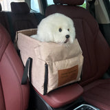 Portable Console Booster Dog Car Seat & Carrier | Center Armrest Car Seat for Small Dogs & Cats