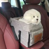 Portable Console Booster Dog Car Seat & Carrier | Center Armrest Car Seat for Small Dogs & Cats