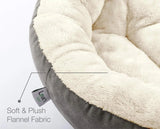 round donut pet bed for cats and small dogs | soft washable pet bed anti slip water resistant base | calming donut cat bed soft plush cushion gray | cozy round pet bed for indoor cats and puppies | anti anxiety pet bed donut shape soft warm bed | water resistant dog bed for small pets washable cushion | fluffy donut pet bed for deep sleep and comfort