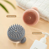 pet bath brush with shampoo dispenser silicone | dog and cat grooming brush for bathing and cleaning fur | soft silicone pet brush for massage and grooming | pet cleaning brush with built in shampoo dispenser | gentle pet bath brush for removing dirt and loose hair | easy to use pet grooming tool for cats and dogs | pet bathing brush for smooth and clean coat