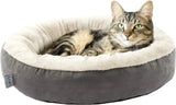 round donut pet bed for cats and small dogs | soft washable pet bed anti slip water resistant base | calming donut cat bed soft plush cushion gray | cozy round pet bed for indoor cats and puppies | anti anxiety pet bed donut shape soft warm bed | water resistant dog bed for small pets washable cushion | fluffy donut pet bed for deep sleep and comfort