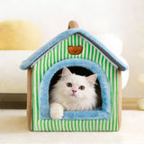 foldable pet house bed for cats and dogs | removable washable cat cave sofa for small medium pets | cozy pet cave bed indoor four seasons use | soft foldable cat house bed for kittens and puppies | portable pet bed house for travel and home | comfortable pet cave sofa for cats and small dogs | washable pet house bed for indoor pets