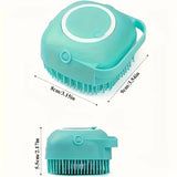 Pet massage brush shampoo dispenser | Silicone pet bath brush with shampoo | Dog bath brush soft silicone bristles | Cat grooming brush shampoo dispenser | Pet shower brush for dogs and cats | Silicone grooming brush for bathing pets | Dog and cat massage bath brush | Pet cleaning brush with shampoo dispenser | Soft rubber bristle pet grooming brush | Pet bath massage brush silicone