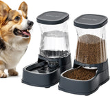 Automatic Dog Water Dispenser & Food Feeder Set, Stainless Steel Gravity Bowls for Medium Large Pets, BPA Free 1 Gallon x2