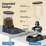 Automatic Dog Water Dispenser & Food Feeder Set, Stainless Steel Gravity Bowls for Medium Large Pets, BPA Free 1 Gallon x2