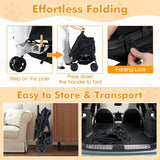 Foldable Double Pet Stroller for 2 Cats & Dogs | 2-Seater Carrier with Sunshade & Safety Belt