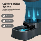 Automatic Dog Water Dispenser & Food Feeder Set, Stainless Steel Gravity Bowls for Medium Large Pets, BPA Free 1 Gallon x2