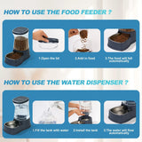 Automatic Dog Water Dispenser & Food Feeder Set, Stainless Steel Gravity Bowls for Medium Large Pets, BPA Free 1 Gallon x2