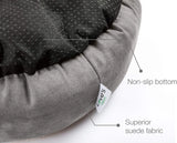 round donut pet bed for cats and small dogs | soft washable pet bed anti slip water resistant base | calming donut cat bed soft plush cushion gray | cozy round pet bed for indoor cats and puppies | anti anxiety pet bed donut shape soft warm bed | water resistant dog bed for small pets washable cushion | fluffy donut pet bed for deep sleep and comfort