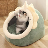 deep sleep cat bed cave soft plush pet bed | oldable cat cave bed cartoon design for indoor cats | washable cat bed for small dogs and cats | cozy cat sleeping cave bed warm plush interior | removable pet bed cushion easy clean cat bed | cat cave bed for anxiety and deep sleep comfort