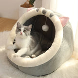 deep sleep cat bed cave soft plush pet bed | oldable cat cave bed cartoon design for indoor cats | washable cat bed for small dogs and cats | cozy cat sleeping cave bed warm plush interior | removable pet bed cushion easy clean cat bed | cat cave bed for anxiety and deep sleep comfort
