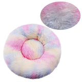 round plush dog bed calming pet bed soft warm | washable round pet bed for cats and dogs | cozy donut dog bed anti anxiety pet bed | warm winter dog bed soft plush cat sofa bed | round calming pet bed for small medium large dogs | fluffy cat bed round cushion for indoor pets | soft donut pet bed for deep sleep and comfort