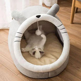 deep sleep cat bed cave soft plush pet bed | oldable cat cave bed cartoon design for indoor cats | washable cat bed for small dogs and cats | cozy cat sleeping cave bed warm plush interior | removable pet bed cushion easy clean cat bed | cat cave bed for anxiety and deep sleep comfort