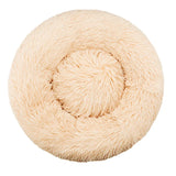 round plush dog bed calming pet bed soft warm | washable round pet bed for cats and dogs | cozy donut dog bed anti anxiety pet bed | warm winter dog bed soft plush cat sofa bed | round calming pet bed for small medium large dogs | fluffy cat bed round cushion for indoor pets | soft donut pet bed for deep sleep and comfort