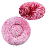 round plush dog bed calming pet bed soft warm | washable round pet bed for cats and dogs | cozy donut dog bed anti anxiety pet bed | warm winter dog bed soft plush cat sofa bed | round calming pet bed for small medium large dogs | fluffy cat bed round cushion for indoor pets | soft donut pet bed for deep sleep and comfort