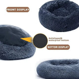 round plush dog bed calming pet bed soft warm | washable round pet bed for cats and dogs | cozy donut dog bed anti anxiety pet bed | warm winter dog bed soft plush cat sofa bed | round calming pet bed for small medium large dogs | fluffy cat bed round cushion for indoor pets | soft donut pet bed for deep sleep and comfort