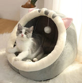 deep sleep cat bed cave soft plush pet bed | oldable cat cave bed cartoon design for indoor cats | washable cat bed for small dogs and cats | cozy cat sleeping cave bed warm plush interior | removable pet bed cushion easy clean cat bed | cat cave bed for anxiety and deep sleep comfort