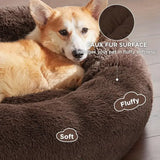 round plush dog bed calming pet bed soft warm | washable round pet bed for cats and dogs | cozy donut dog bed anti anxiety pet bed | warm winter dog bed soft plush cat sofa bed | round calming pet bed for small medium large dogs | fluffy cat bed round cushion for indoor pets | soft donut pet bed for deep sleep and comfort